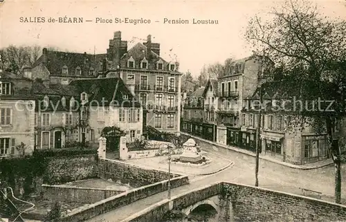 AK / Ansichtskarte Salies de Bearn Place St Eugrace Pension Loustau Salies de Bearn