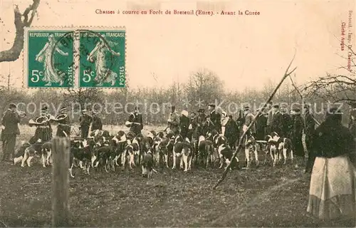 AK / Ansichtskarte Breteuil_27_Eure Chasses a courre en Foret de Breteuil Avant la Curee 