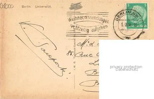 AK / Ansichtskarte Berlin Universitaet Denkmal Berlin