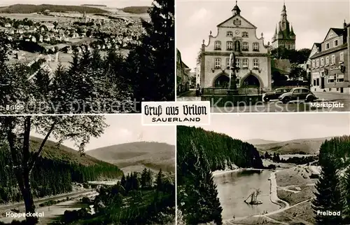 AK / Ansichtskarte Brilon Marktplatz Totalansicht Freibad Hoppecketal Brilon