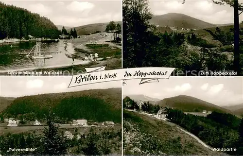 AK / Ansichtskarte Brilon Hoppecketal Schwimmbad Gaststaette  Pulvermuehle Waldpartie Brilon