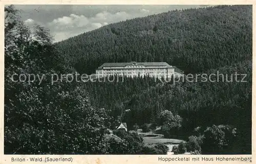 AK / Ansichtskarte Brilon Hoppecketal mit Haus Hoheneimberg Brilon