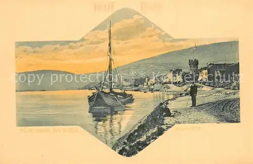 AK / Ansichtskarte Ruedesheim_am_Rhein Uferpartie Segelboot 