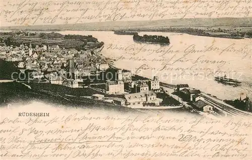 AK / Ansichtskarte Ruedesheim_am_Rhein  Gesamtansicht und Der Bahnhof 