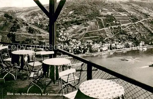 AK / Ansichtskarte Assmannshausen Blick vom Schweizerhaus Terrasse Assmannshausen