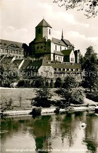 AK / Ansichtskarte Moenchengladbach Muensterkirche und Geroweiher Moenchengladbach