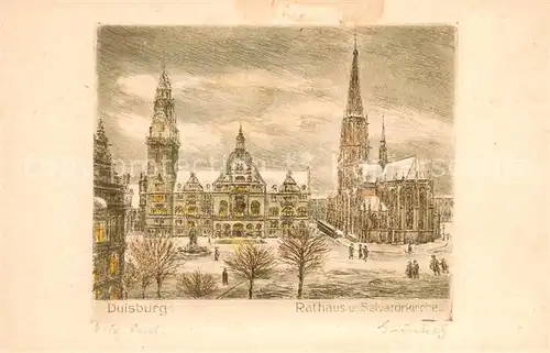 AK / Ansichtskarte Duisburg_Ruhr Rathaus und Salvatorkirche Duisburg Ruhr