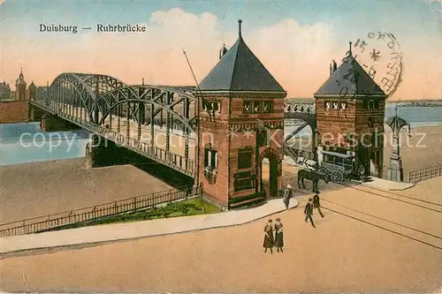 AK / Ansichtskarte Duisburg_Ruhr Ruhrbruecke mit Einspanner Duisburg Ruhr