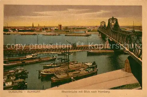 AK / Ansichtskarte Duisburg_Ruhrort Rheinbruecke mit Blick nach Homberg Duisburg Ruhrort