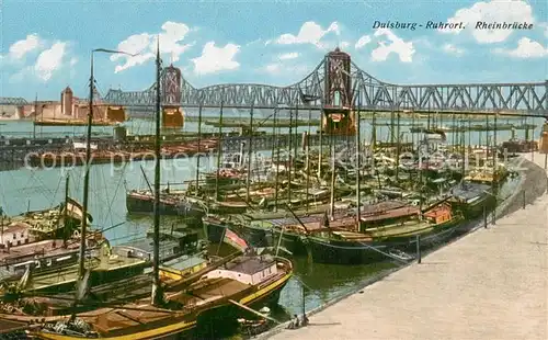 AK / Ansichtskarte Duisburg_Ruhrort Rheinbruecke Hafenpartie Duisburg Ruhrort