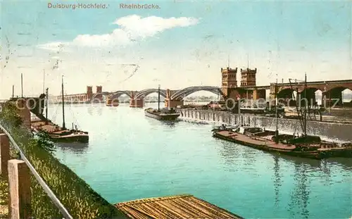 AK / Ansichtskarte Hochfeld_Duisburg Rheinbruecke mit Hafenpartie Floss Hochfeld Duisburg