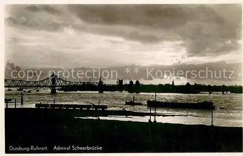 AK / Ansichtskarte Duisburg_Ruhrort Admiral Scheerbruecke Nachtaufnahme Duisburg Ruhrort