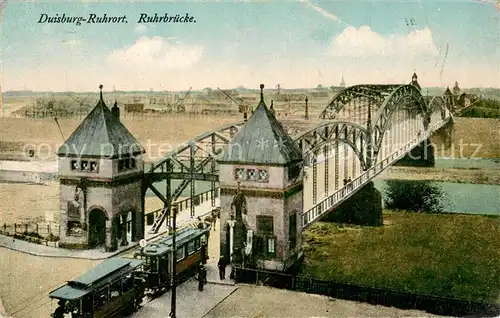 AK / Ansichtskarte Duisburg_Ruhrort Ruhrbruecke Strassenbahn Duisburg Ruhrort