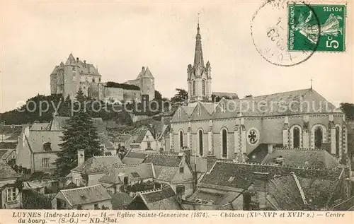 AK / Ansichtskarte Luynes_Indre et Loire Eglise Sainte Genevieve Chateau Centre du bourg Luynes Indre et Loire