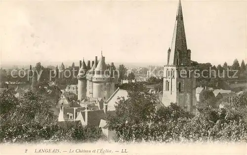 AK / Ansichtskarte Langeais Le Chateau et l Eglise Langeais