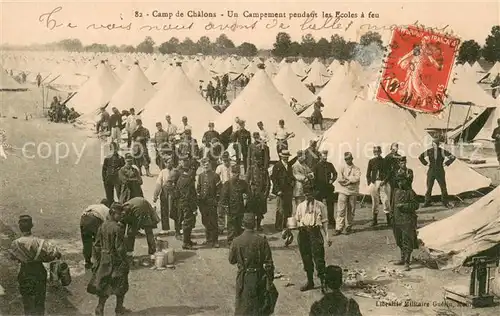AK / Ansichtskarte Camp_de_Chalons Un Campement pendant les Ecoles a feu Camp_de_Chalons