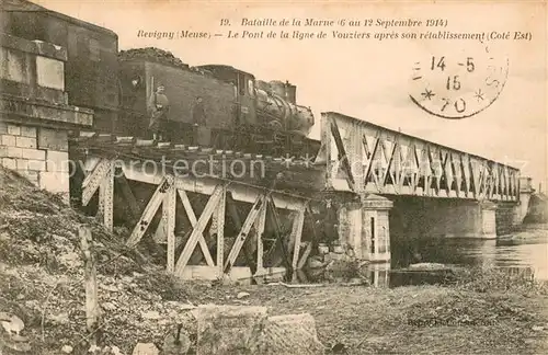 AK / Ansichtskarte Revigny_55 sur Ornain Le Pont de la ligne de Vouziers apres son retablissement  