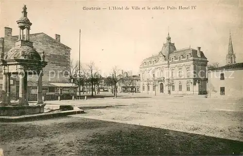 AK / Ansichtskarte Coutras Hotel de Ville et le celebre Puits Henri IV Coutras