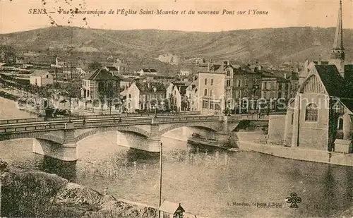 AK / Ansichtskarte Sens_89 Vue panoramique de lEglise Saint Maurice et du nouveau Pont sur l Yonne 