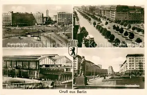 AK / Ansichtskarte Berlin Alexanderplatz Unter den Linden Bahnhof Friedrichstrasse Stalinallee Denkmal Berlin