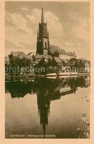 AK / Ansichtskarte Rathenow Partie an der Havel Blick zur Kirche Rathenow