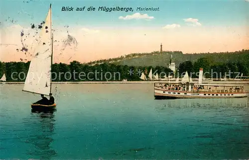 AK / Ansichtskarte Koepenick_Coepenick Blick auf die Mueggelberge Restauration Marienlust Fahrgastschiff Mueggelsee 
