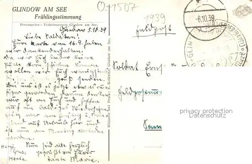 AK / Ansichtskarte Glindow Fruehlingsstimmung am See Steg Feldpost Glindow