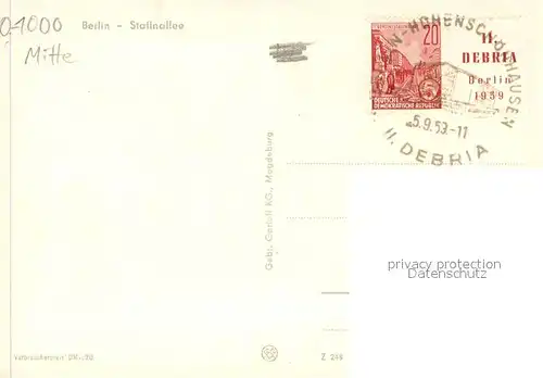 AK / Ansichtskarte Berlin Stalinalle bei Tag und bei Nacht Wappen Berlin