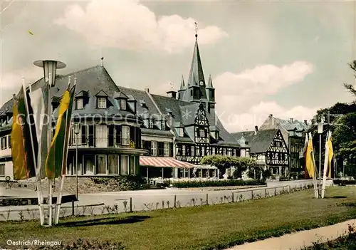 AK / Ansichtskarte Oestrich Winkel Hotel Schwan Fahnen Oestrich Winkel