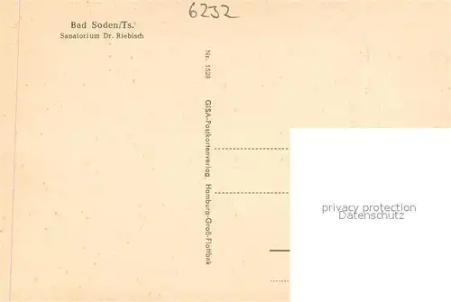 AK / Ansichtskarte Bad_Soden_Taunus Sanatorium Dr. Riebisch Bad_Soden_Taunus