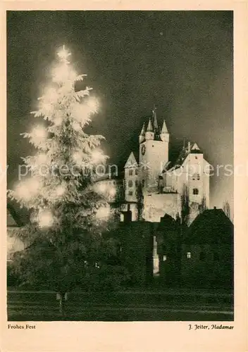 AK / Ansichtskarte Diez_Lahn Weihnachtskarte Christbaum Schloss Jugendherberge Nachtaufnahme Diez_Lahn