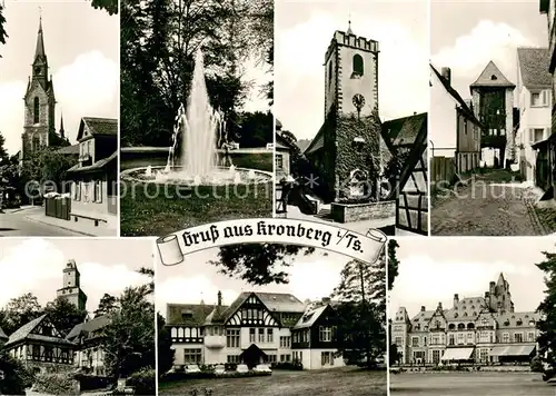 AK / Ansichtskarte Kronberg_Taunus Teilansichten Kirche Springbrunnen Turm Altstadt Haus Waldhof Kronberg Taunus