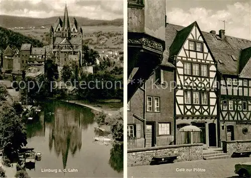 AK / Ansichtskarte Limburg_Lahn Blick zum Dom Cafe zur Ploetze Fachwerkhaus Altstadt Limburg_Lahn