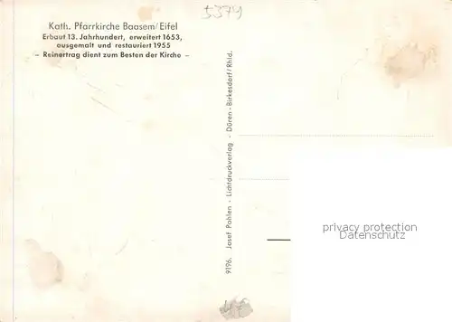 AK / Ansichtskarte Baasem Katholische Pfarrkirche Innenansicht 13. Jhdt. Baasem