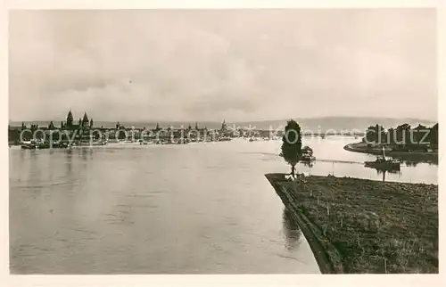 AK / Ansichtskarte Mainz_Rhein Panorama mit Mainmuendung Mainz Rhein