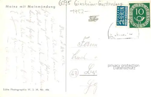 AK / Ansichtskarte Mainz_Rhein Panorama mit Mainmuendung Mainz Rhein