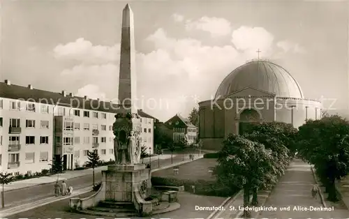 AK / Ansichtskarte Darmstadt St. Ludwigskirche und Alice Denkmal Darmstadt