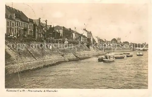 AK / Ansichtskarte Ruedesheim_am_Rhein Rheinstrasse und Rheinufer 