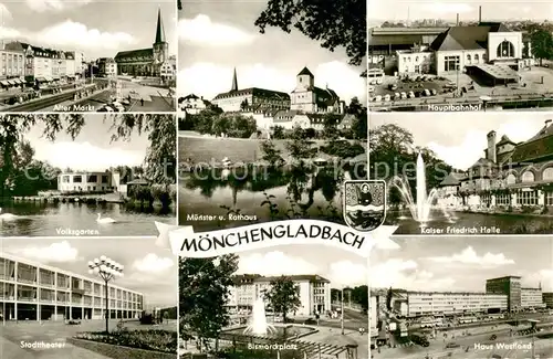 AK / Ansichtskarte Moenchengladbach Muenster Kaiser Friedrich Halle Alter Markt Volksgarten Bismarckplatz  Moenchengladbach