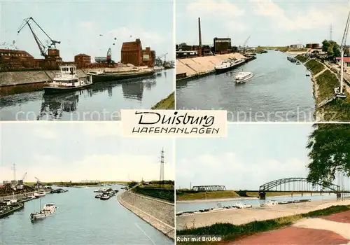 AK / Ansichtskarte Duisburg_Ruhr Hafenanlagen Ruhr mit Bruecke Duisburg Ruhr