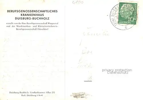 AK / Ansichtskarte Buchholz_Duisburg Berufsgenossenschaftliches Krankenhaus Buchholz Duisburg