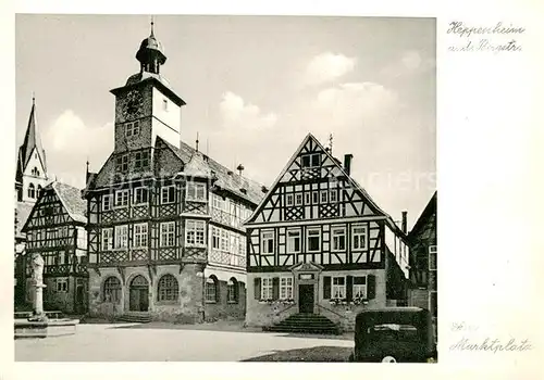 AK / Ansichtskarte Heppenheim_Bergstrasse Marktplatz Hotel und Gaststaette Zum goldenen Engel Fachwerkhaeuser Heppenheim_Bergstrasse