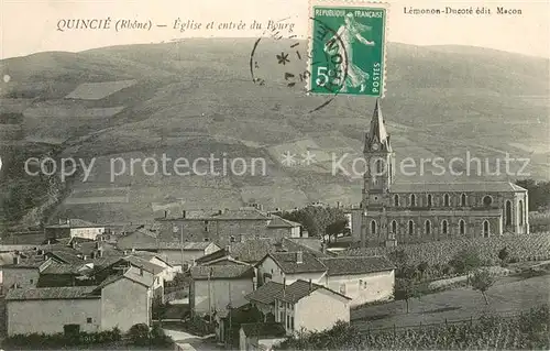 AK / Ansichtskarte Quincie en Beaujolais Eglise et entree du Bourg Quincie en Beaujolais