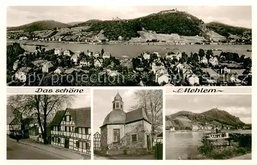 AK / Ansichtskarte Mehlem_Godesberg_Bonn Panorama Blick ueber den Rhein Fachwerkhaus Kirche Rheindampfer 