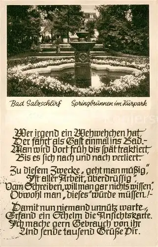 AK / Ansichtskarte Bad_Salzschlirf Springbrunnen im Kurpark Gedicht Bad_Salzschlirf