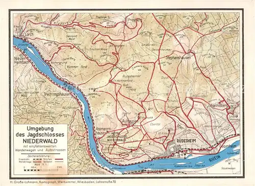 AK / Ansichtskarte Ruedesheim_am_Rhein Umgebungskarte des Jagdschlosses Niederwald 