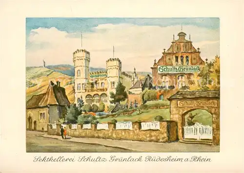 AK / Ansichtskarte Ruedesheim_am_Rhein Sektkellerei Schultz Gruenlack Reklame 