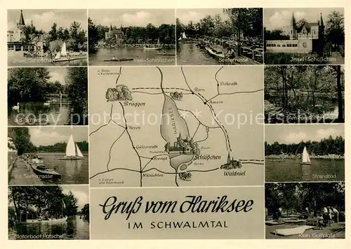 AK / Ansichtskarte Schwalmtal_Niederrhein Hariksee Insel  Schloesschen Strandbad Seeterrasse  Schwalmtal Niederrhein