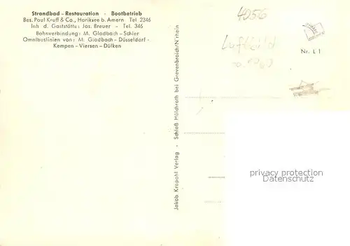 AK / Ansichtskarte Schwalmtal_Niederrhein Fliegeraufnahme Hariksee Schwalmtal Niederrhein