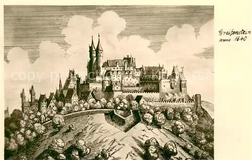 AK / Ansichtskarte Greifenstein_Hessen Schloss Greifenstein im Jahre 1640 Greifenstein_Hessen
